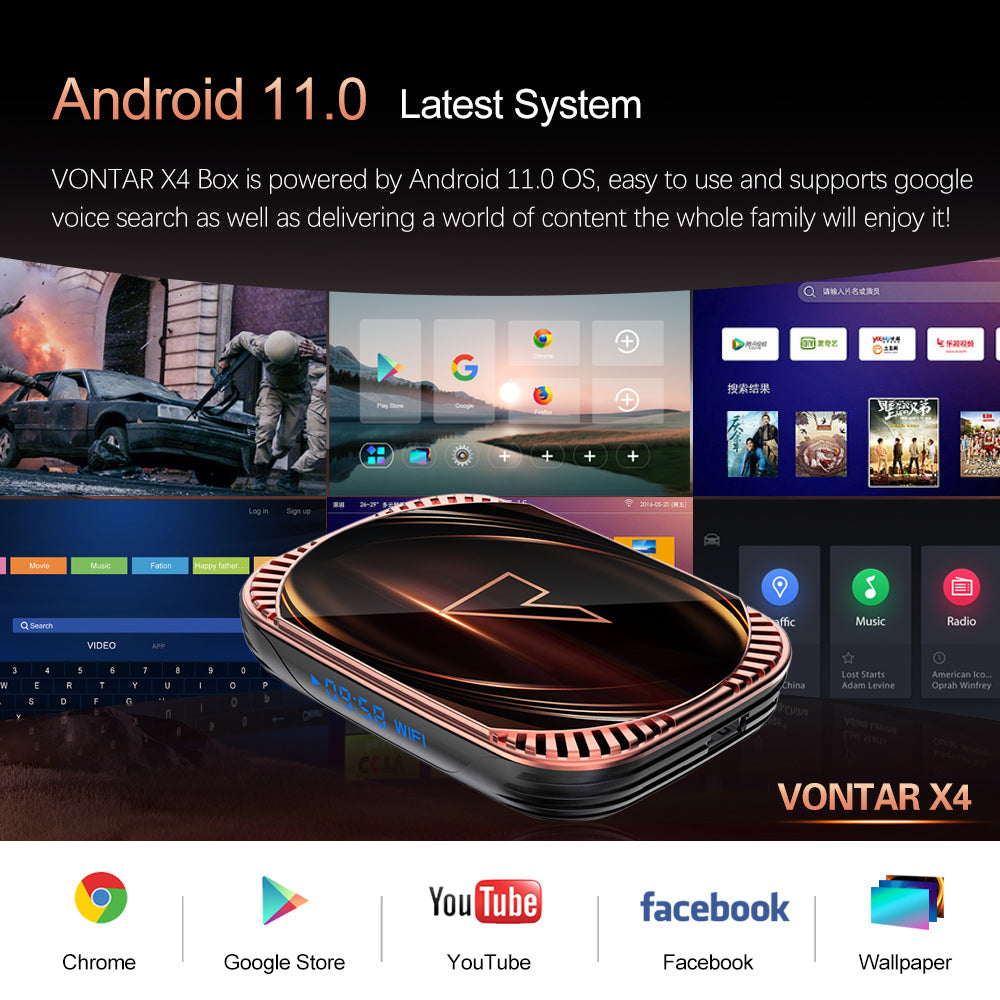 VONTAR X4 TV Box Android 11 Amlogic S905X4 4GB 128GB 32GB 64GB 1000M Wifi  4K AV1 Google Player Media Player TVBOX Set top box
